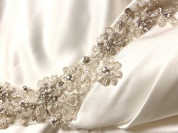 Ivory matte satin bridal gown - close up of trim